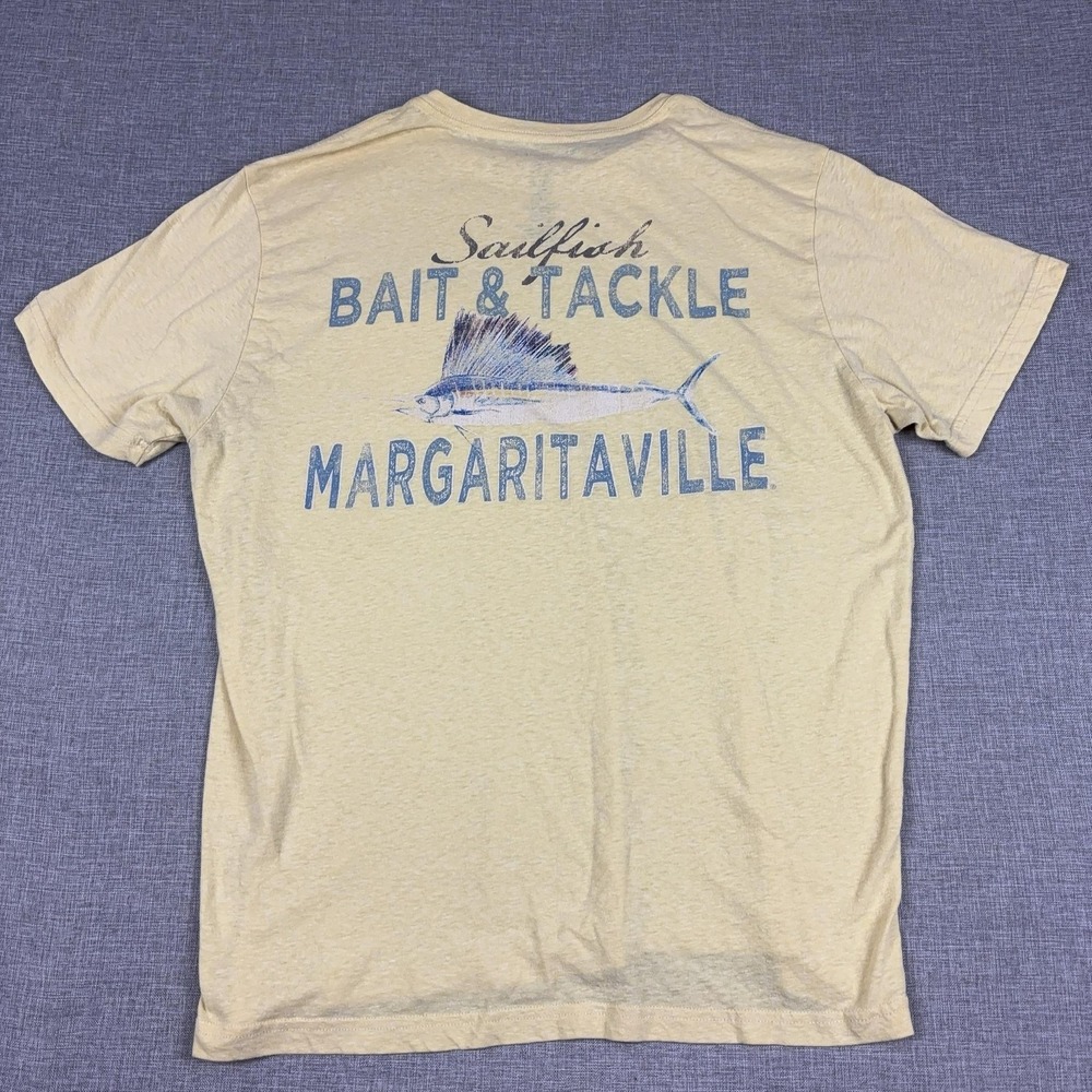 Margaritaville Shirt Mens XL Yellow Sailfish Bait & Tackle Graphic Tee Tagless